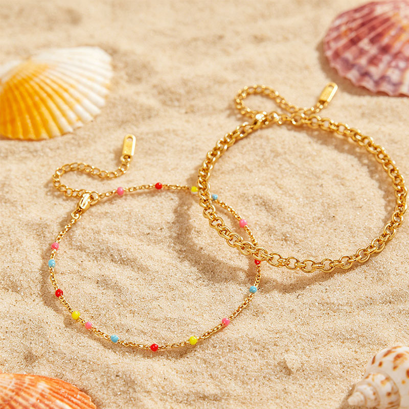 2pcs Wear-Resistant Stainless Steel Anklet Set